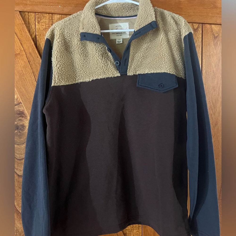 Weatherproof Vintage Tan and Navy Fleece Jacket